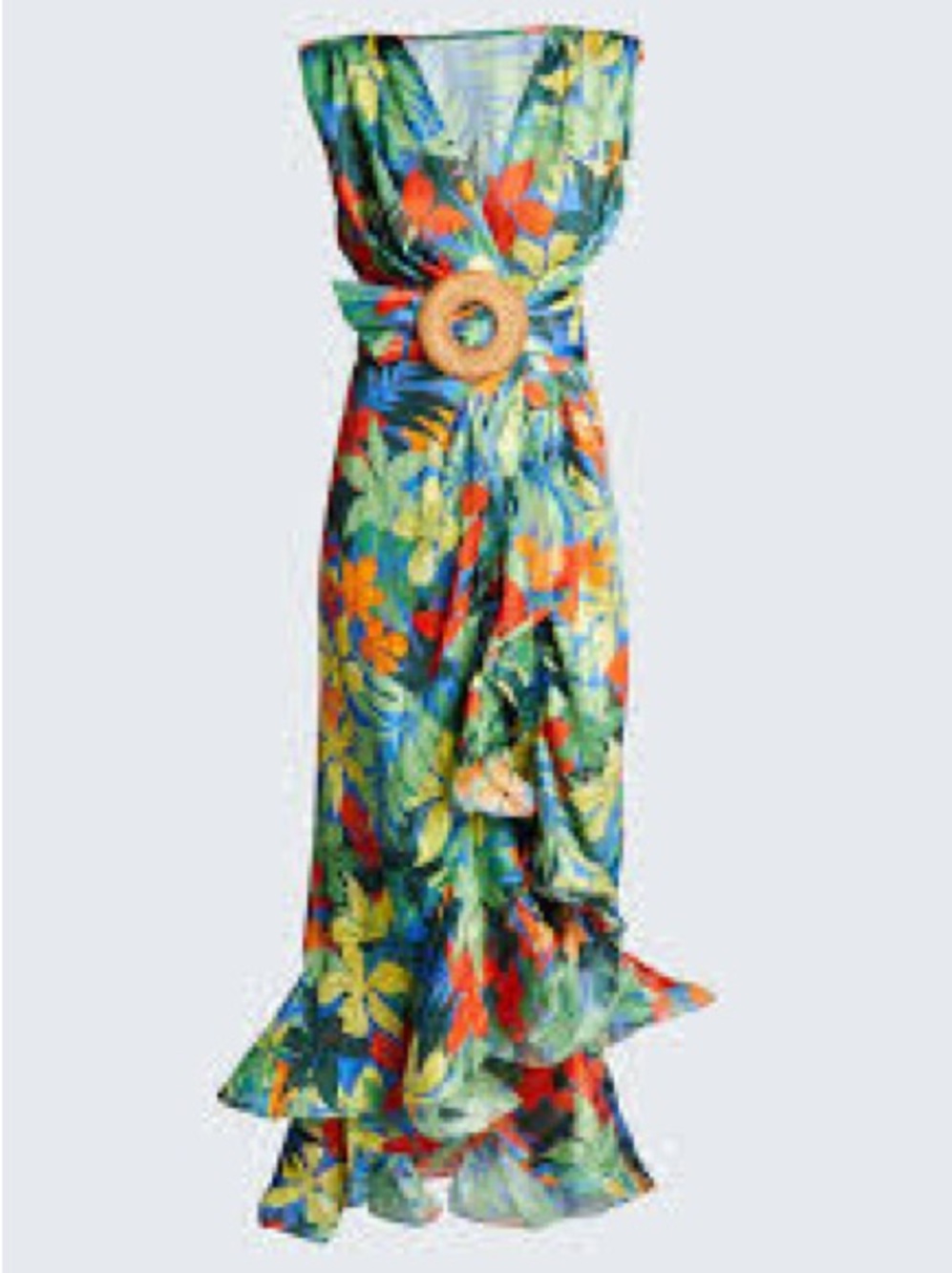 Bronx and Banco Tropics Red Belted Ruffle Maxi Dress In Green Multi
$620 - Picture 2 of 3